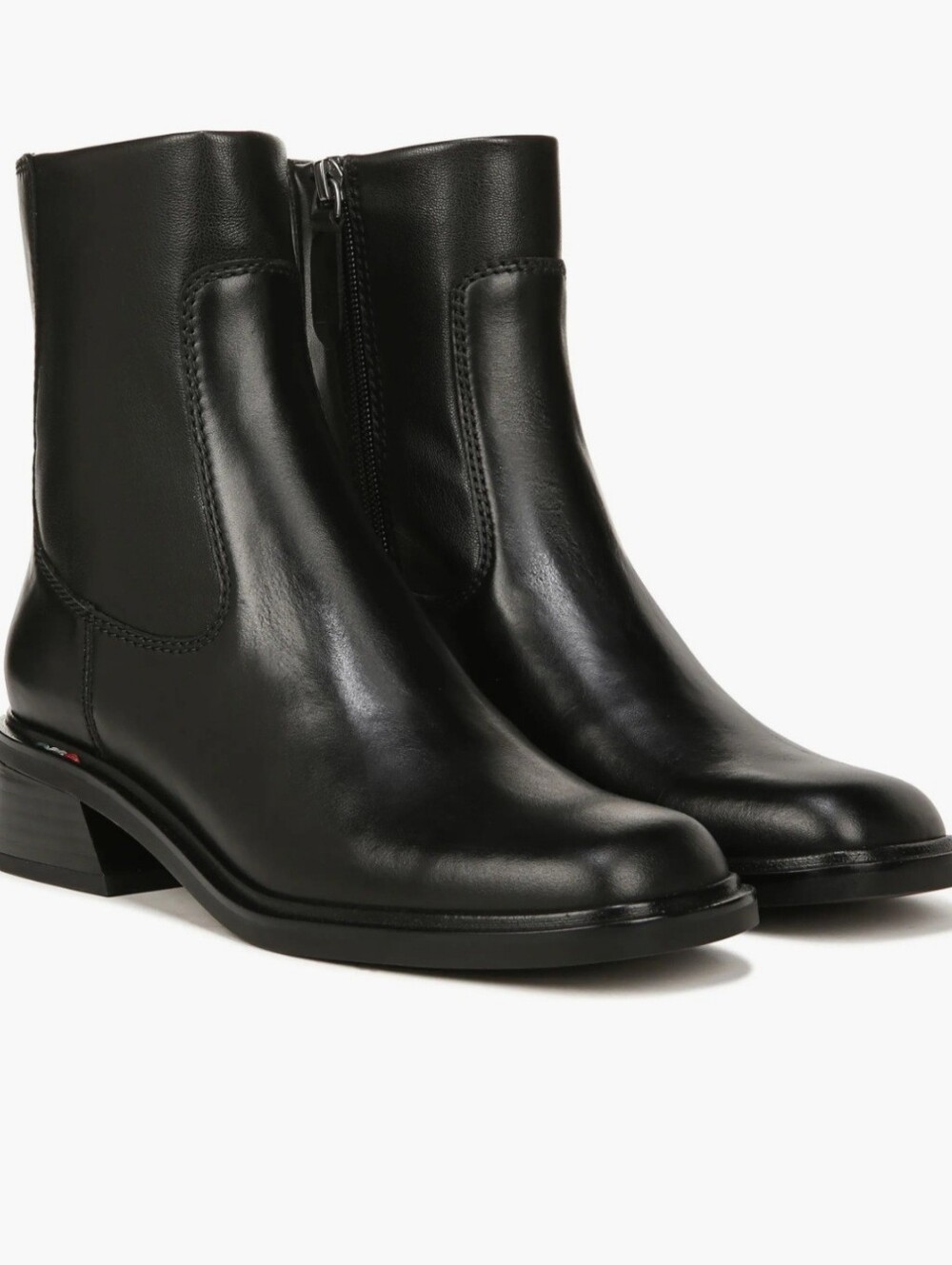 Franco Sarto Black Leather Ankle Booties with Side Zip